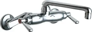 Chicago Faucets #445-CP Chrome 2-Handle Wall-Mount Service Sink Faucets with S6 Cast Swing Spout