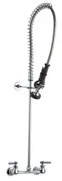 Chicago Faucets #510-GC Chrome 2-Handle Adjustable 7-1/4" - 8-3/4" Center Wall Mounted Pre-Rinse Spray with 23" Spring Guide Riser