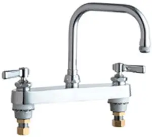 Chicago Faucets #527-CP Chrome 2-Handle Deck-Mount Sink Faucet with DB6A Rigid/Swing Double Bend Spout