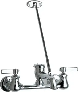 Chicago Faucets #540-LD897SWXFCP Chrome 2-Handle Wall-Mount Service Sink Faucet with 897S Vacuum Breaker Spout with 3/4" Male Hose Thread Outlet