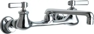 Chicago Faucets #540-LDCP Chrome 2-Handle Wall-Mount Exposed Service Sink Faucets with S6 Cast Swing Spout