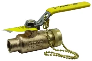 Apollo #70-205-HC 1in Solder x 3/4in Hose Bronze Ball Valve w/ Cap & Chain