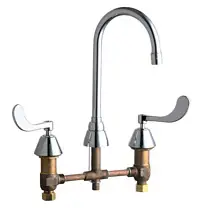 Chicago Faucets #786-SWE3CP Chrome 2-Handle Deck-Mount Sink Faucet with GN2B Rigid/Swing Gooseneck Spout