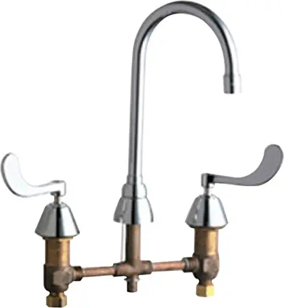 Chicago Faucets #786-SWGN8AE3-CP Chrome 2-Handle Concealed Deck-Mount Faucet with GN8A Rigid/Swing Gooseneck Spout