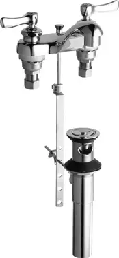 Chicago Faucets #797-V1000CP Chrome 2-Handle Deck-Mount Faucet with 4" Integral Spout and Pop-Up