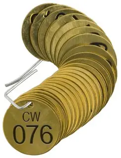 Brady #23259 1-1/2in Brass Valve Tags CW 76-100
