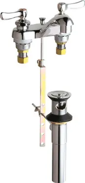 Chicago Faucets #797-VCP Chrome 2-Handle Deck-Mount Faucet with 4" Integral Spout and Pop-Up