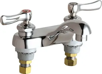 Chicago Faucets #802-V1000CP Chrome 2-Handle Deck-Mount Faucet with 4" Integral Spout