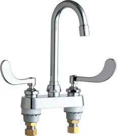 Chicago Faucets #895-CP Chrome 2-Handle Deck-Mount Sink Faucet with GN1A Rigid/Swing Gooseneck Spout