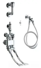 Chicago Faucets #910-GCP Chrome Wall Mounted Pedal Valve - Bed Pan Cleaner