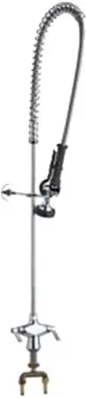 Chicago Faucets #919-LCP Chrome 2-Handle Deck-Mount Pre-Rinse Spray with 23" Spring Guide Riser