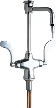 Chicago Faucets #930-317CP Chrome 2-Handle Deck-Mount Laboratory Faucets with GN2BVB Rigid/Swing Gooseneck Spout