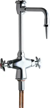 Chicago Faucets #930-CP Chrome 2-Handle Deck-Mount Laboratory Faucets with GN2BVB Rigid/Swing Gooseneck Spout