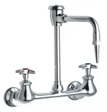 Chicago Faucets #943-CP Chrome 2-Handle Wall-Mount Laboratory with GN2BVB Rigid/Swing Vacuum Breaker