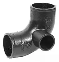 Charlotte Pipe #NH-6 4in x 2in Cast Iron No-Hub Quarter Bend with Side Opening