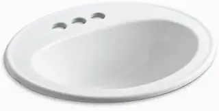 Kohler #2196-4-0 20-1/4in x 17-1/2in White Vitreous China Drop-In Lavatory Sink 4in Centerset