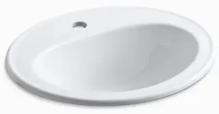 Kohler #2196-1-0 20-1/4" x 17-1/2" White Vitreous China Pennington Drop-In Lavatory Sink Single Hole