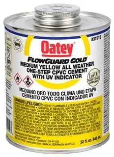 Oatey #31919 32 oz 1-Step CPVC FlowGuard Gold Cement with UV Indicator