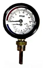 Wal-Rich #1711009 3-1/4in Straight Tridicator Gauge 70-250°F 0-55 psi