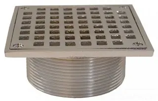Jones Stephens #D60954 3-1/2in Chrome Plated Brass Shower Drain Spud with 5in Square Strainer