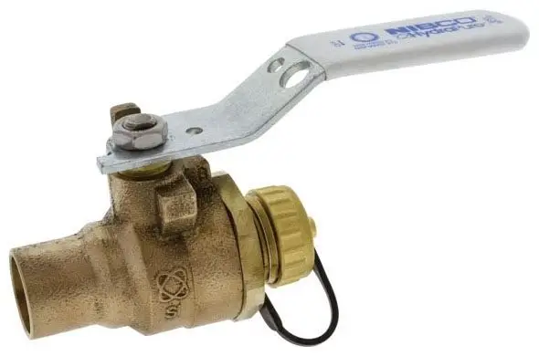 NIBCO #S-585-80-LF-HC 1/2in Bronze Ball Valve 600# Full Port - SWT x Hose Cap & Chain