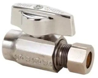 BrassCraft #KTR14XC 1/2in Sweat x 3/8in OD Comp Straight Chrome Mini Ball Valve
