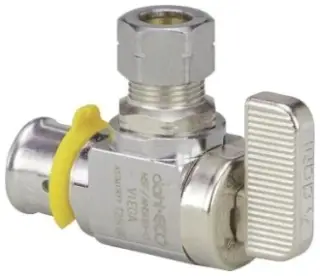 Viega #93511 1/2in x 1/4in Chrome Plated Brass PEX Press Angle Stop Valve - Zero Lead