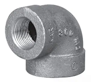 Ward #DXC.B300L 1/2" x 3/8" Malleable Iron Reducing 90° Elbow Class 300 Black