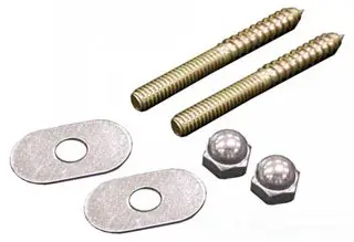 Jones Stephens #C02303 1/4" x 3-1/2" Brass Tank to Bowl Bolt Kit Oval Washers