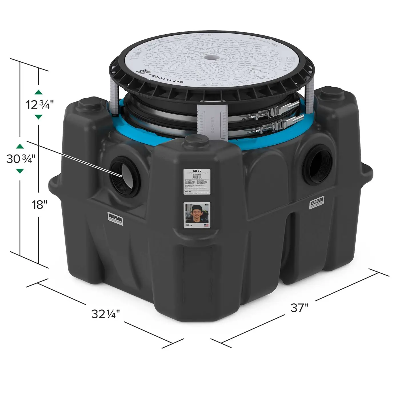 Schier #4025-300-1 GB50 Grease Interceptor 50-75 GPM 65 Gal