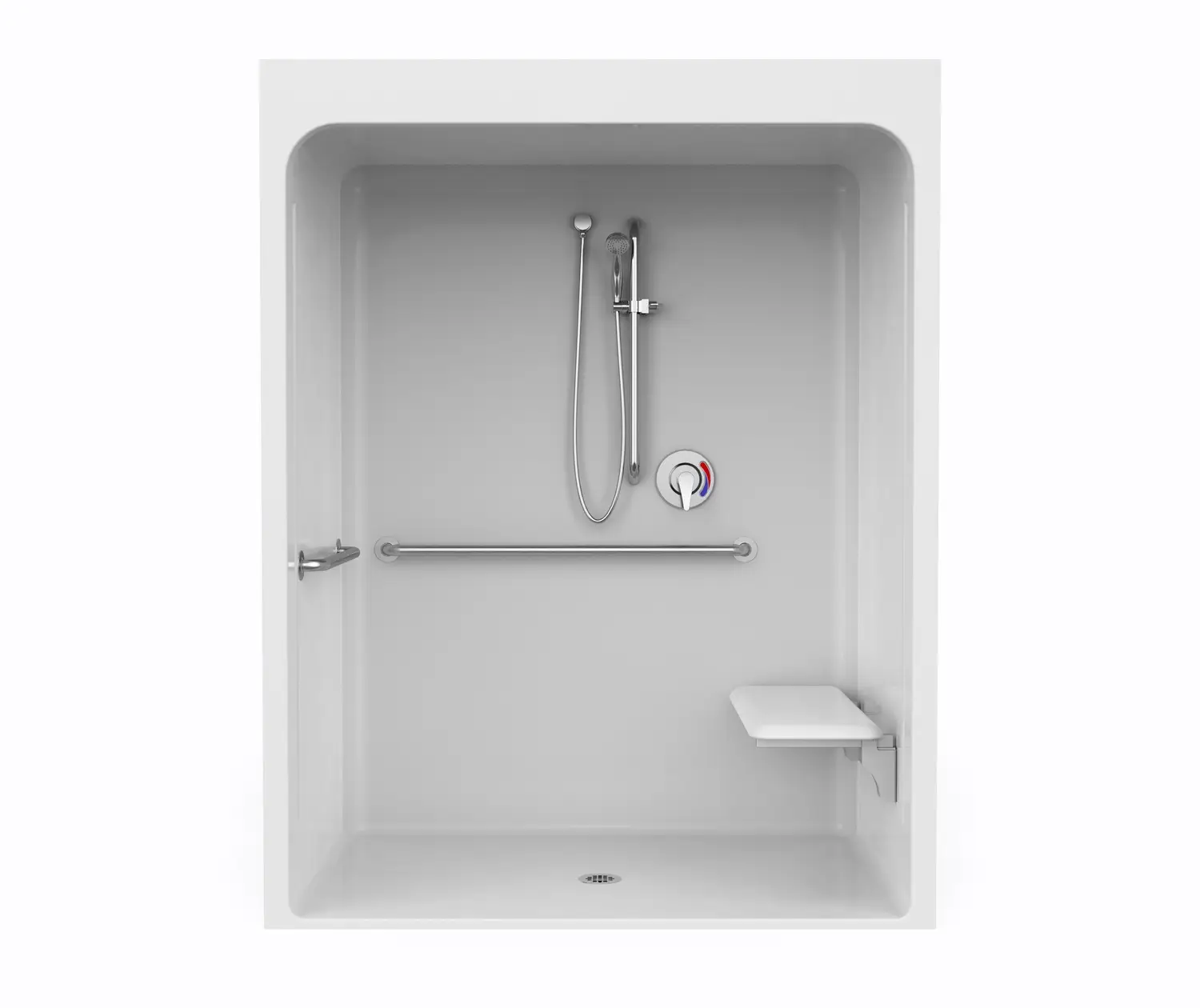 Aquatic #6036-BFSCMA 60" x 36" x 79" Acrylic White Shower Unit w/ Grab Bars