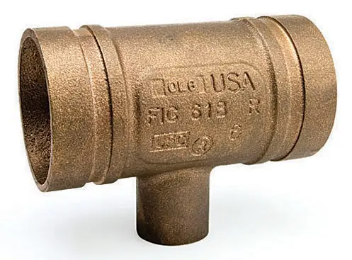 Gruvlok #1330012170 3x3x1 Copper Reducing Tee Grooved x Grooved x Cup