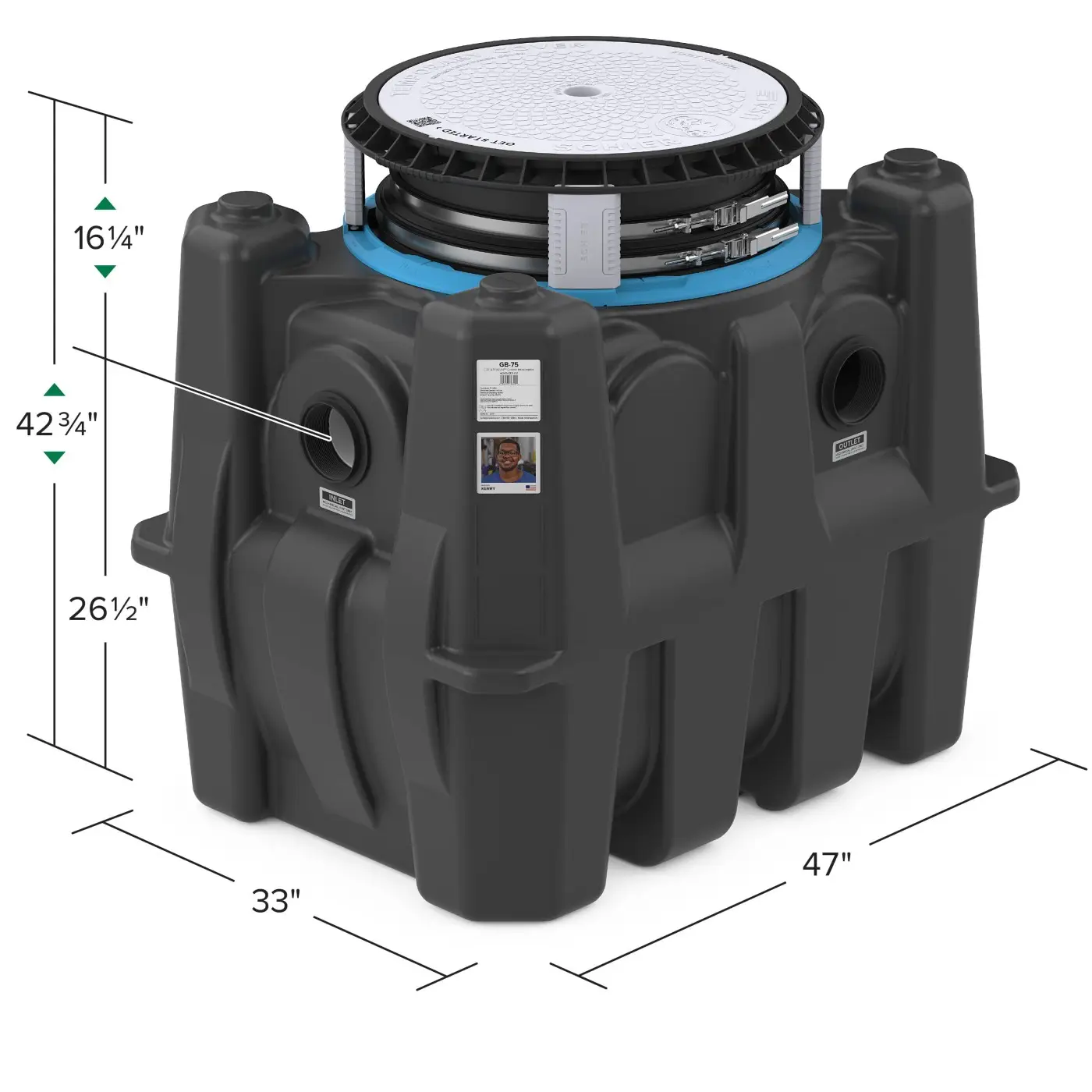 Schier #4045-300-01 GB-75 75 GPM Grease Interceptor 125 Gal