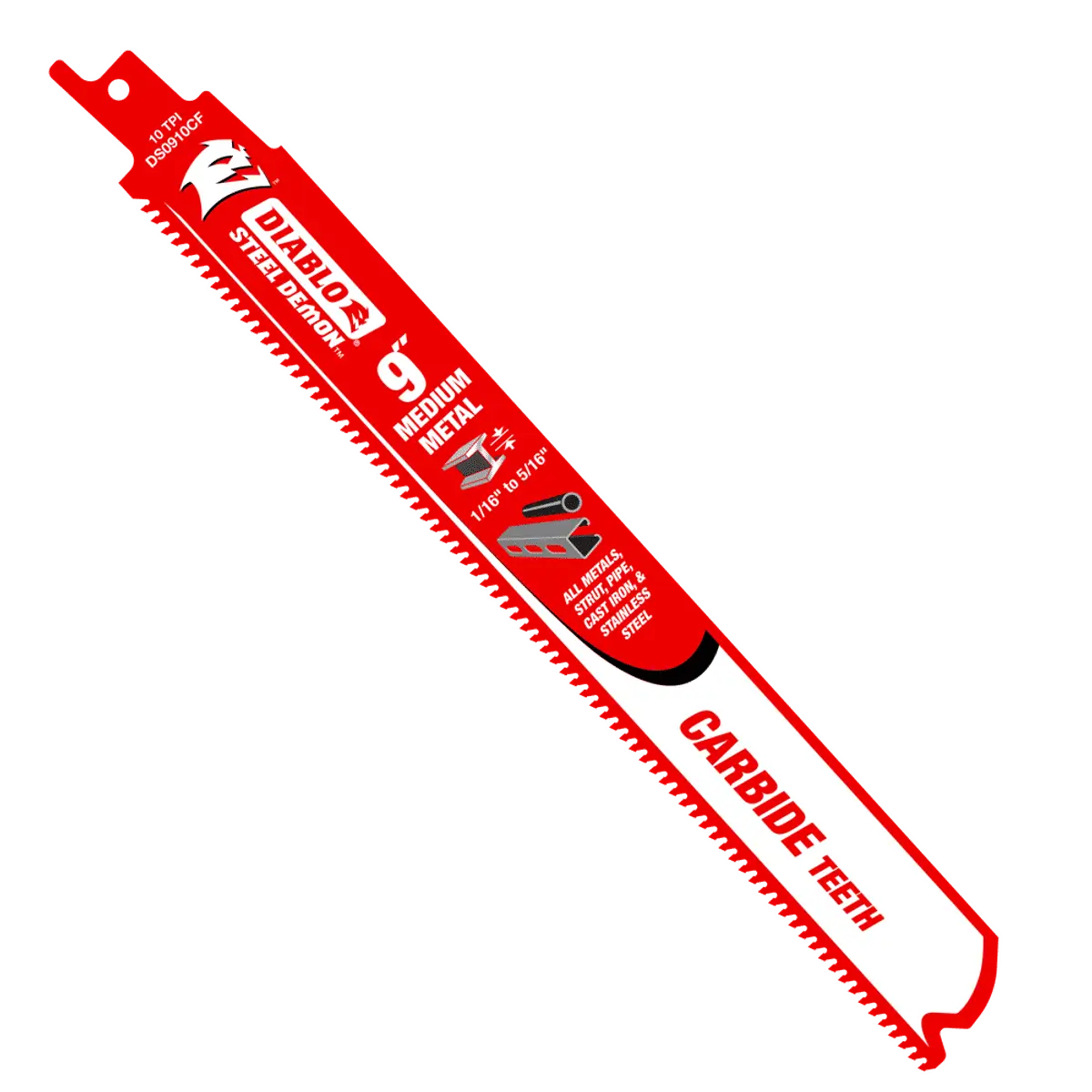 Diablo #DS0910CF10 9in Steel Demon Carbide Recip Blade for Medium Metal