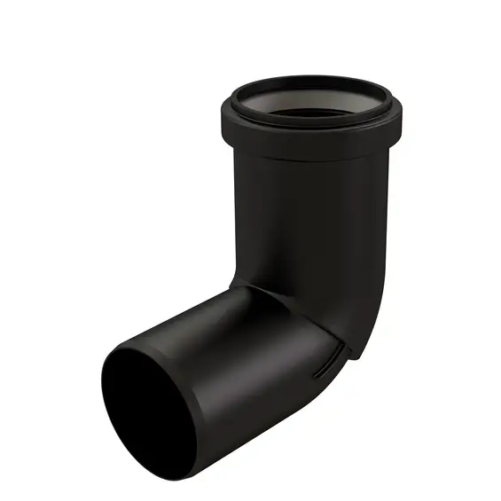 Centrotherm #ISELS0287UV 2in InnoFlue 87° UV Elbow Long Socket PPs Black