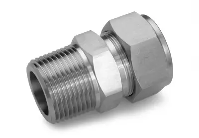 3/8" x 1/2" - Brass Tube OD Compression x Male Adapter