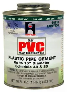 Hercules #60215 1 Pt Gray PVC Cement Clear (Gray Label)