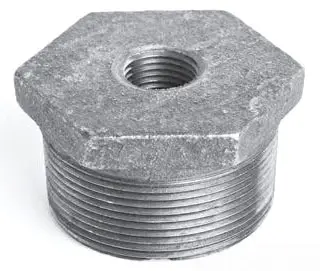 1-1/2" x 1" - Black Malleable Bushing - Galvanized