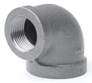 1-1/2" x 1" - Black Malleable 90-Elbow