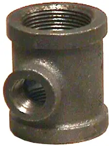 1" x 3/8" - Black Malleable Reducing Tee