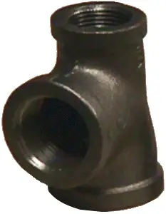 3/4" x 3/8" x 3/4" - Black Malleable Reducing Tee