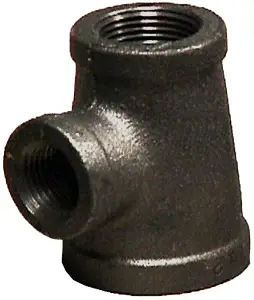 1" x 1/2" x 3/4" - Black Malleable Reducing Tee