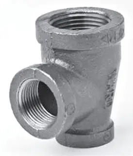 1-1/2" x 1-1/4" x 1-1/2" - Black Malleable Reducing Tee