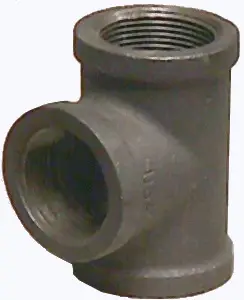 1-1/4" x 1-1/2" - Black Malleable Bull Head Tee