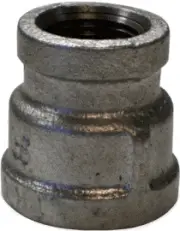 1-1/2" x 3/4" - Black Malleable Coupling - Galvanized
