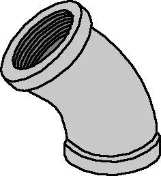 1/4" - Black Malleable 45-Elbow - Galvanized