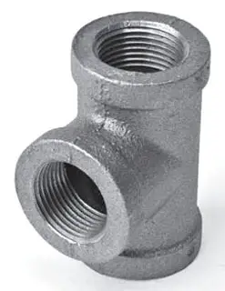1-1/2" - Black Malleable Tee - Galvanized