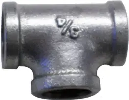 2-1/2" - Black Malleable Tee - Galvanized