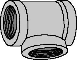 1-1/2" x 1" - Black Malleable Reducing Tee - Galvanized