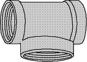 1/2" x 3/4" - Black Malleable Bull Head Tee - Galvanized